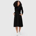 SUCCESS WIRE Black Elegance Long Sleeve Midi Dress