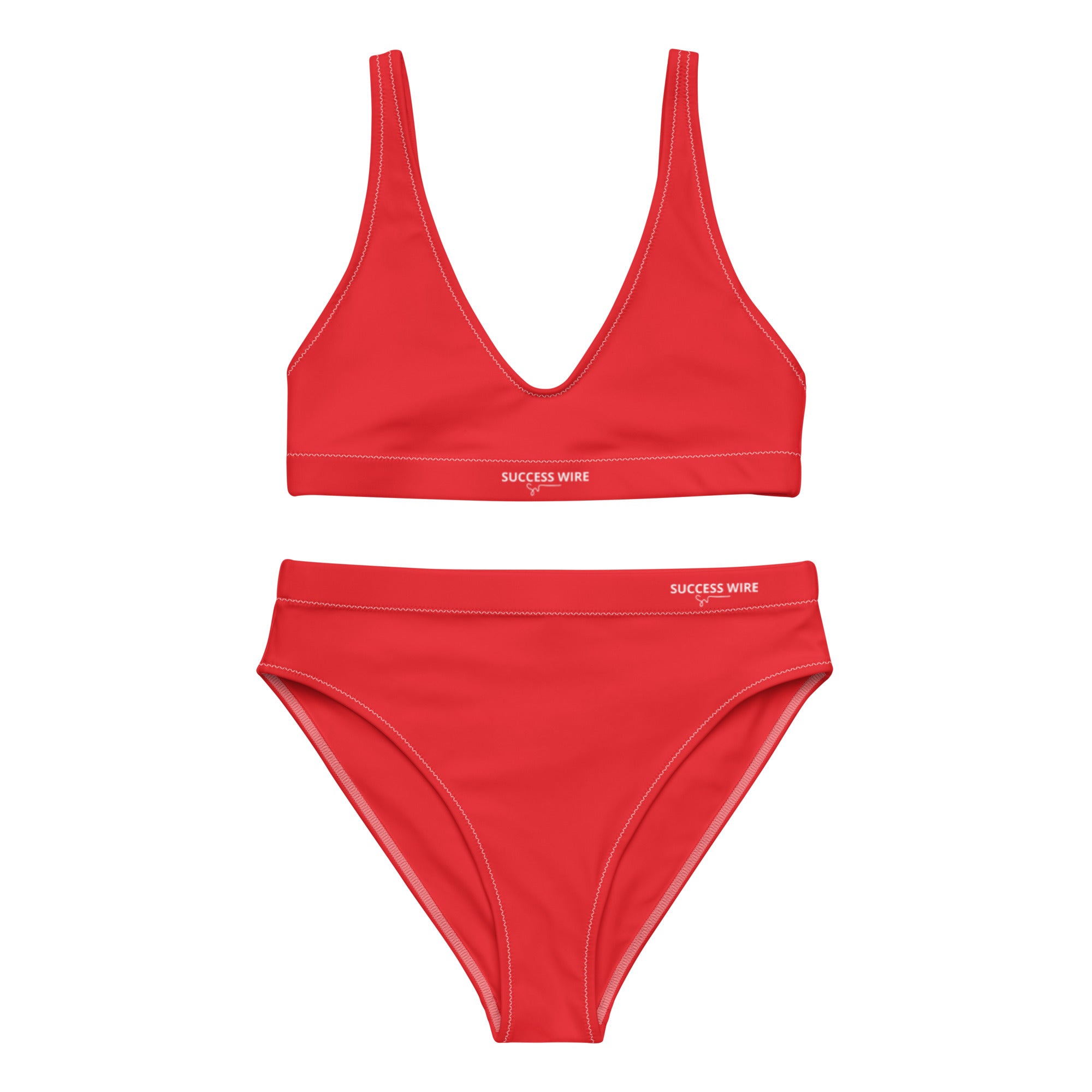 SUCCESS WIRE Alizarin Red High-Waisted Bikini Swimwear for Women