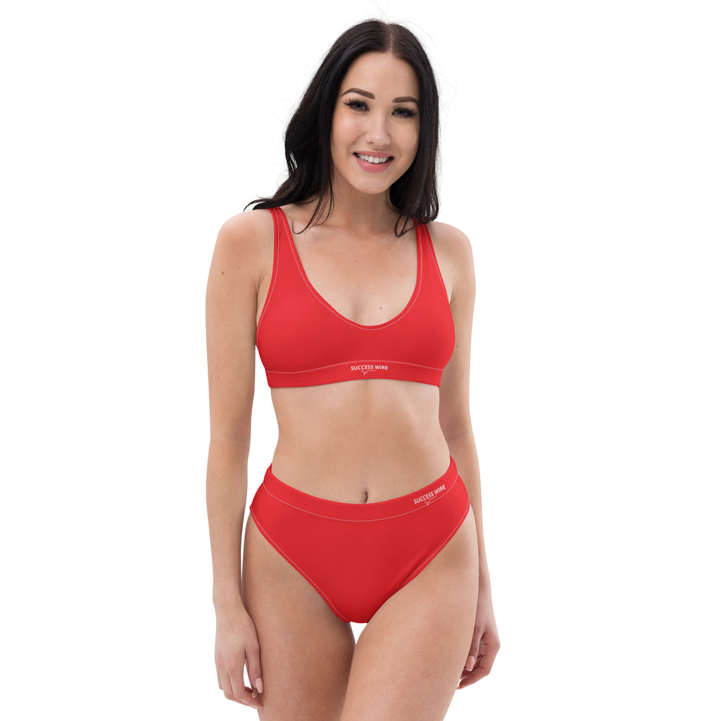 SUCCESS WIRE Alizarin Red High-Waisted Bikini Swimwear for Women