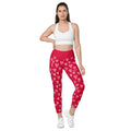 SUCCESS WIRE Crimson Red Playful Hearts High-Waisted Leggings for Women