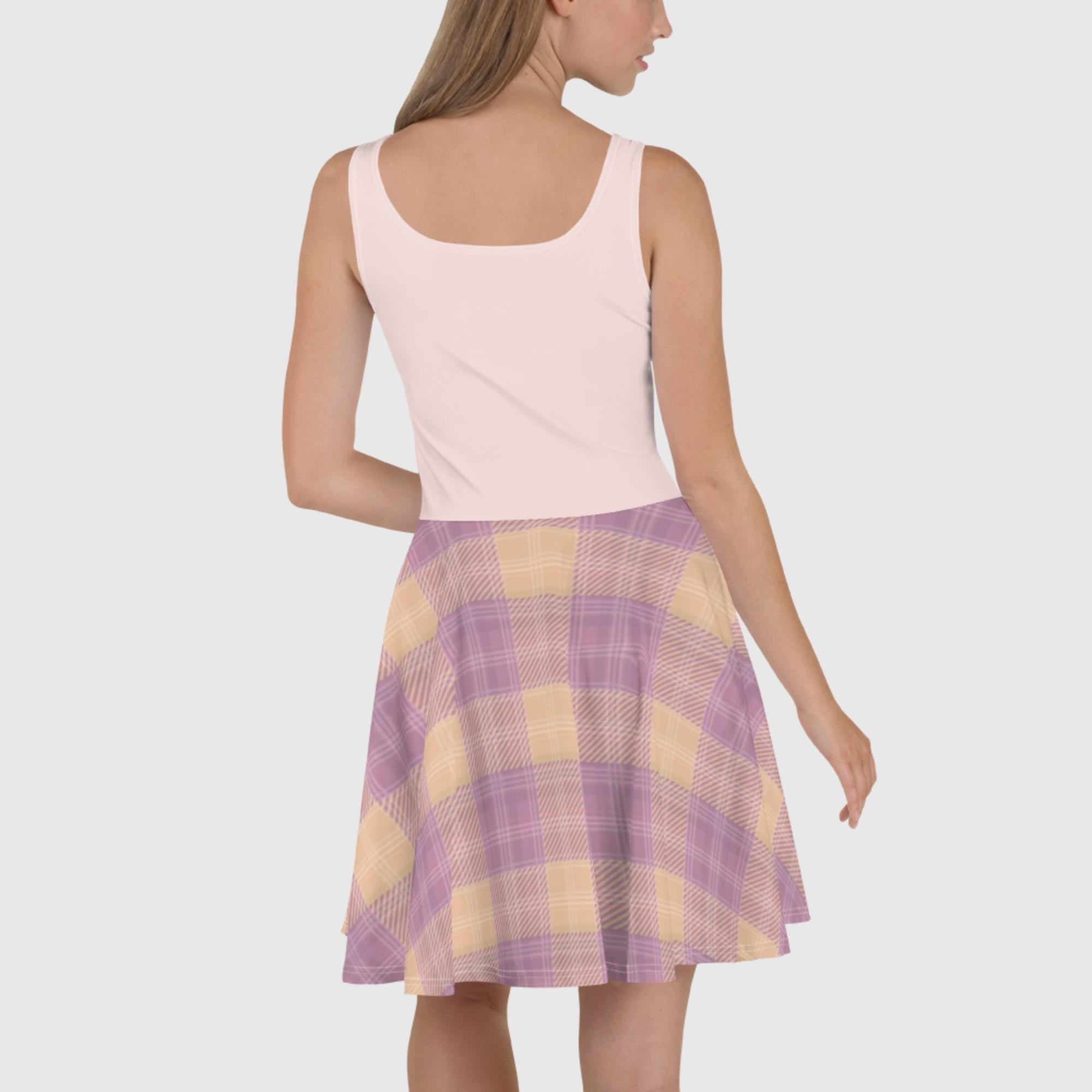 SUCCESS WIRE Misty Rose/Plaid Skater Dress for Women