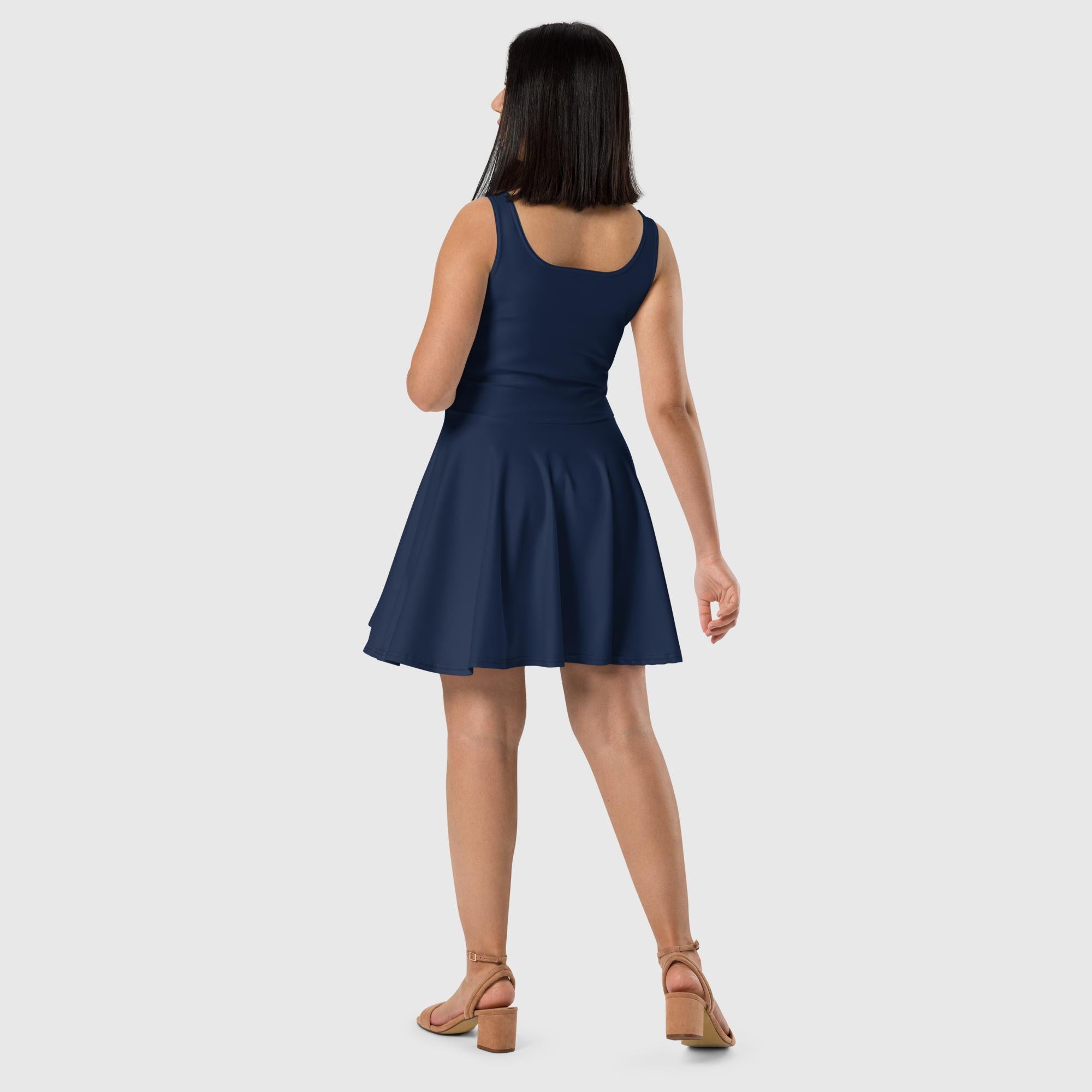 SUCCESS WIRE Navy Blue Skater Dress for Women