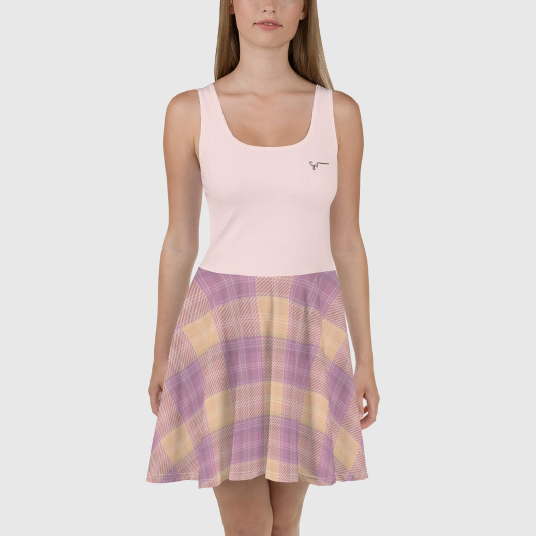 SUCCESS WIRE Misty Rose/Plaid Skater Dress for Women