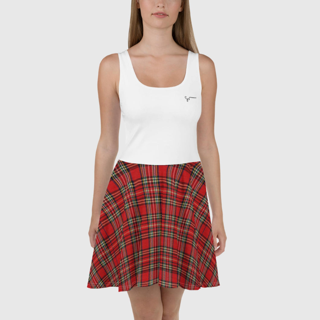 SUCCESS WIRE White Front/Plaid Skater Dress for Women