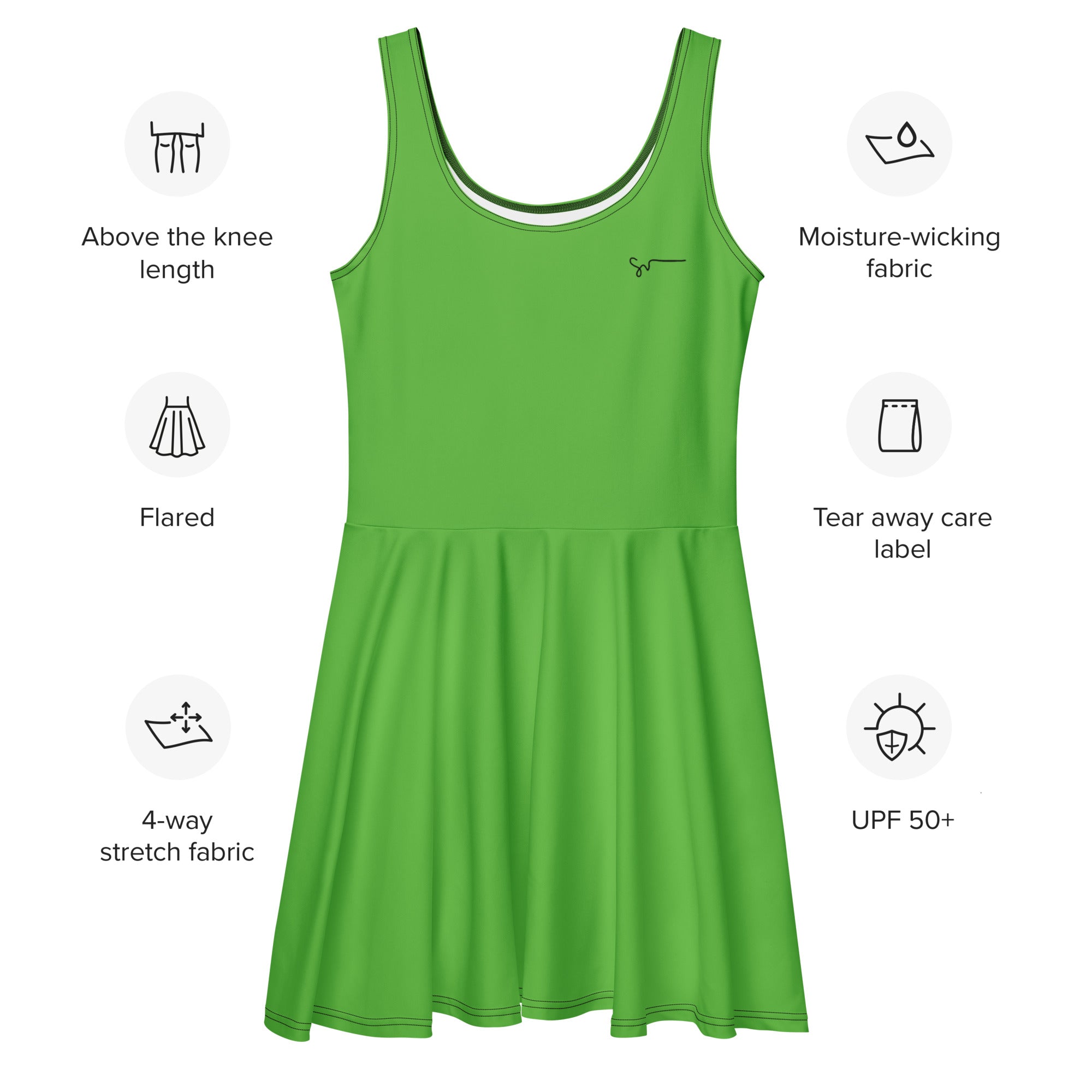 SUCCESS WIRE Kelly Green Skater Dress for Women