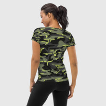 Load image into Gallery viewer, SUCCESS WIRE Signature Logo Camo Surge Athletic T-shirt for Women
