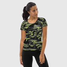 Load image into Gallery viewer, SUCCESS WIRE Signature Logo Camo Surge Athletic T-shirt for Women
