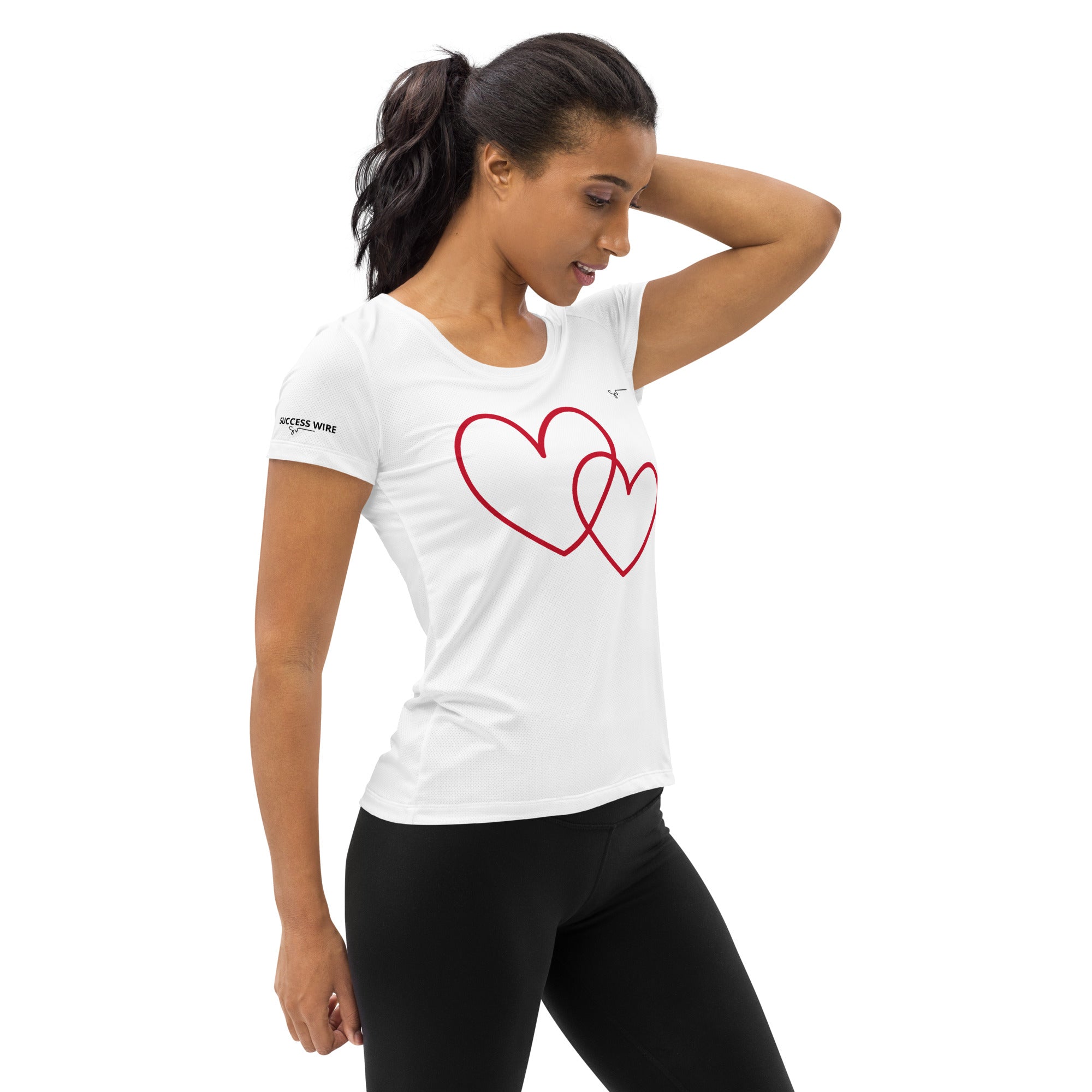 SUCCESS WIRE Happy Hearts Athletic T-shirt for Women