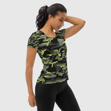 Load image into Gallery viewer, SUCCESS WIRE Signature Logo Camo Surge Athletic T-shirt for Women
