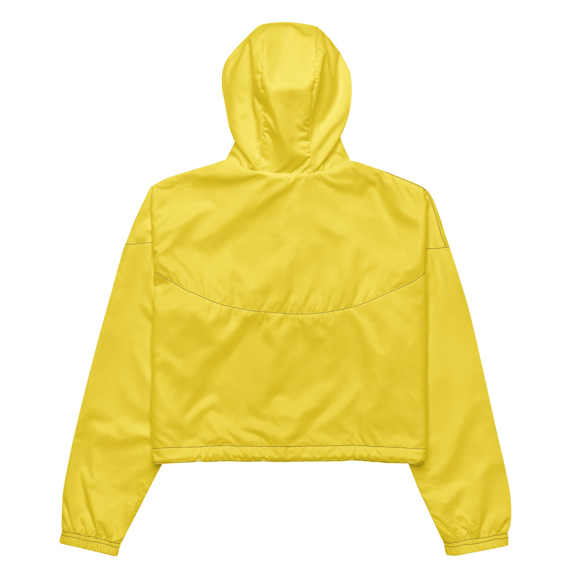 SUCCESS WIRE High Innovation Yellow Cropped Windbreaker for Women (Black Logo)