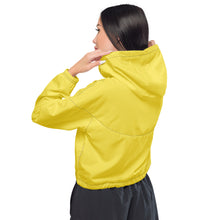 Load image into Gallery viewer, SUCCESS WIRE High Innovation Yellow Cropped Windbreaker for Women (Black Logo)
