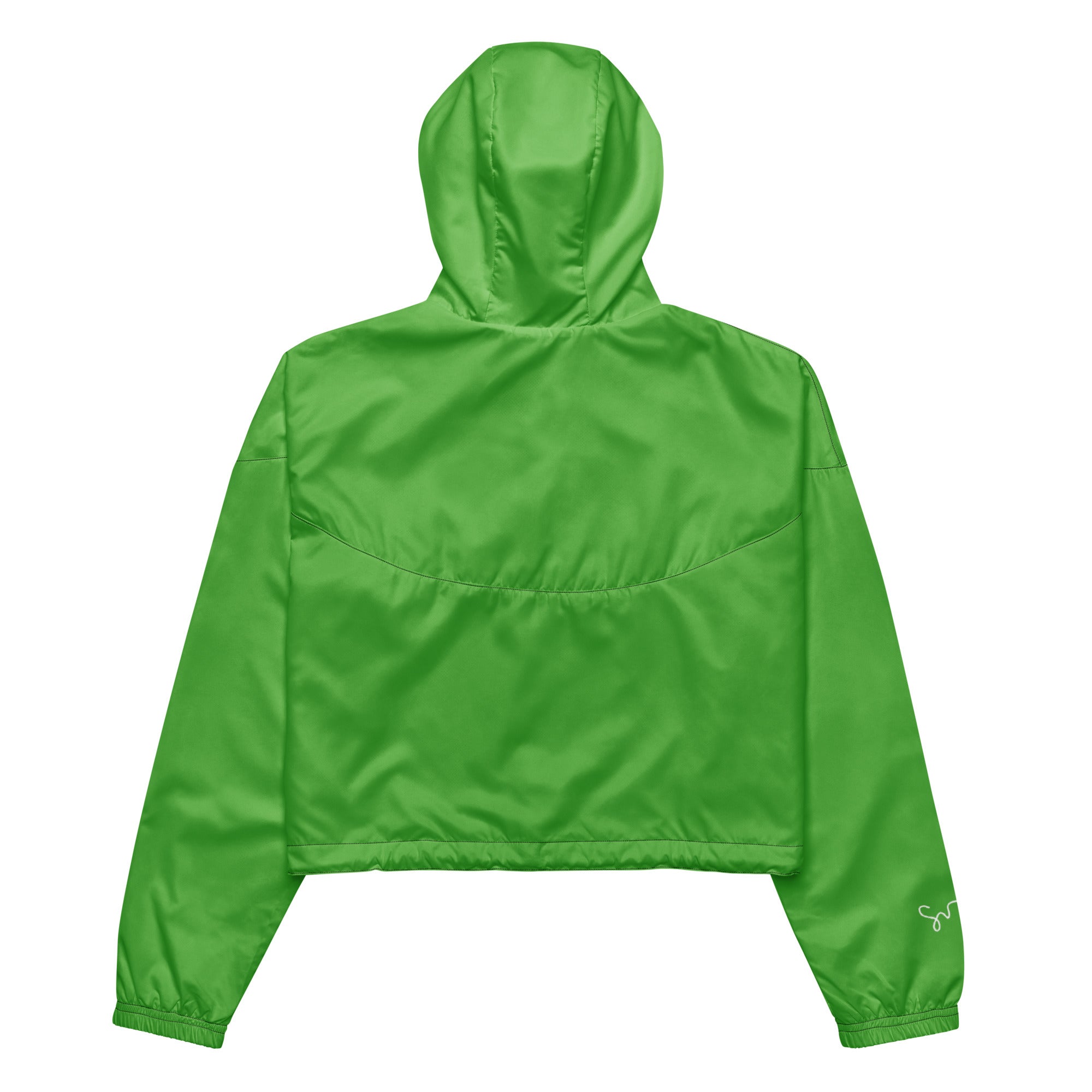 SUCCESS WIRE Progressive Green Cropped Windbreaker for Women (White Logo)