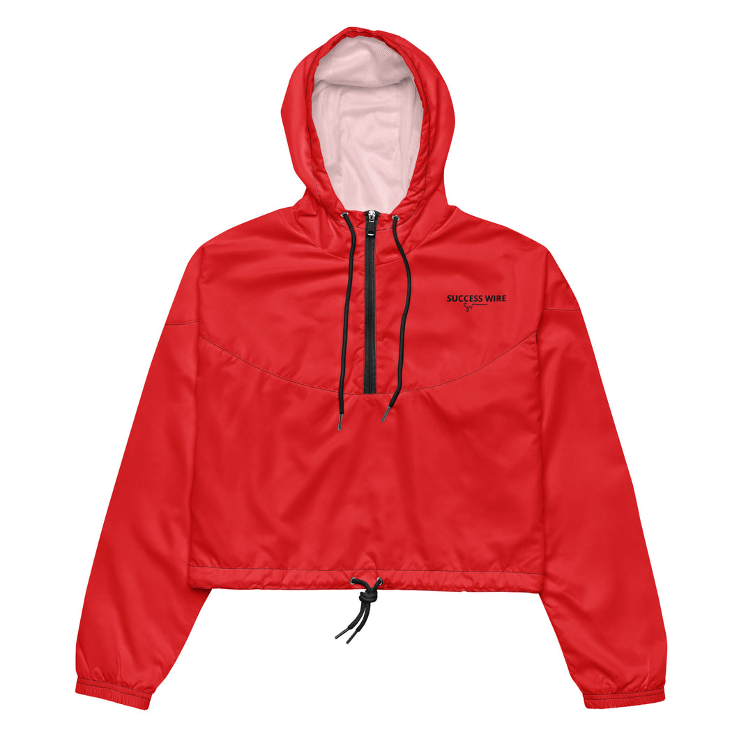 SUCCESS WIRE Extreme Red Cropped Windbreaker for Women (Black Logo)