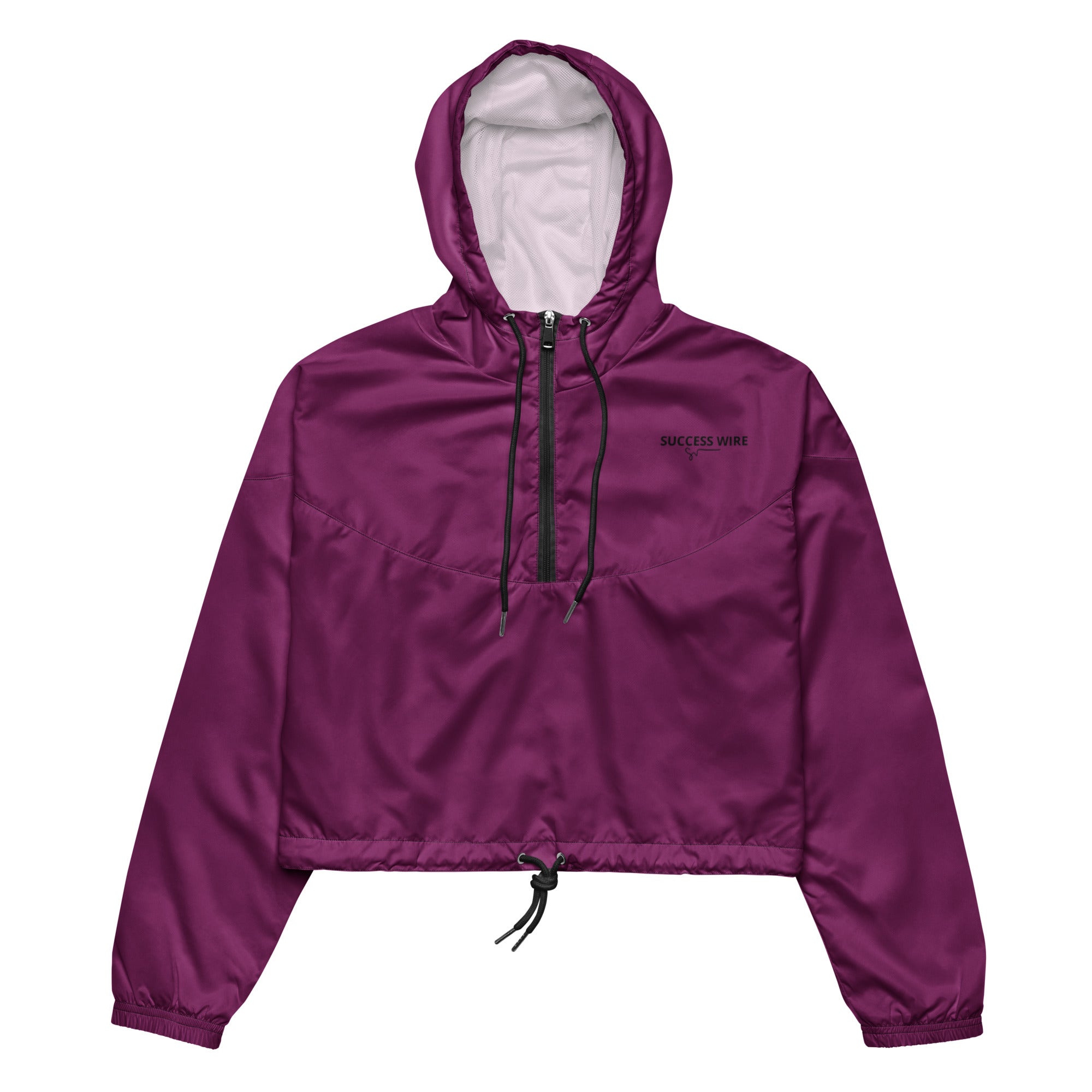 SUCCESS WIRE Eggplant Purple Boost Cropped Windbreaker for Women (Black Logo)