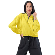 Load image into Gallery viewer, SUCCESS WIRE High Innovation Yellow Cropped Windbreaker for Women (Black Logo)
