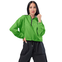 Load image into Gallery viewer, SUCCESS WIRE Progressive Green Cropped Windbreaker for Women (White Logo)
