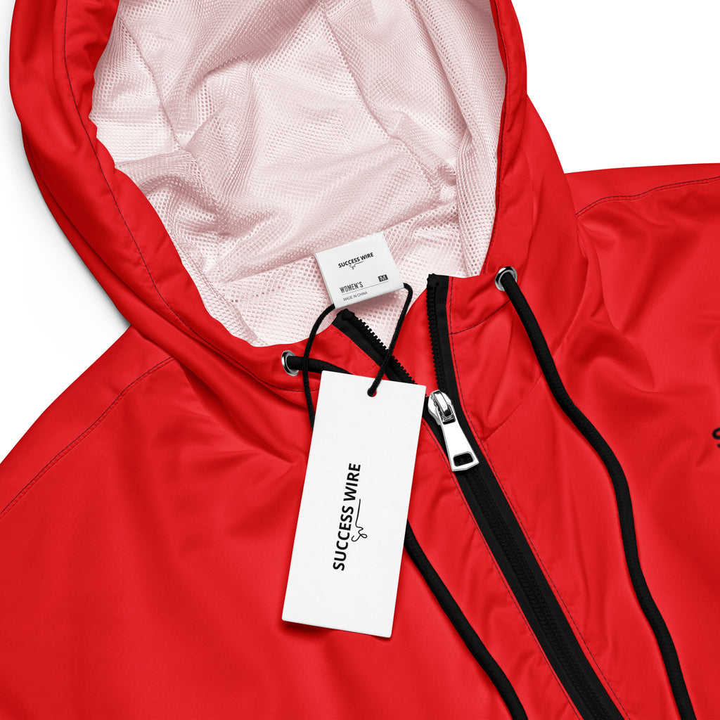 SUCCESS WIRE Extreme Red Cropped Windbreaker for Women (Black Logo)
