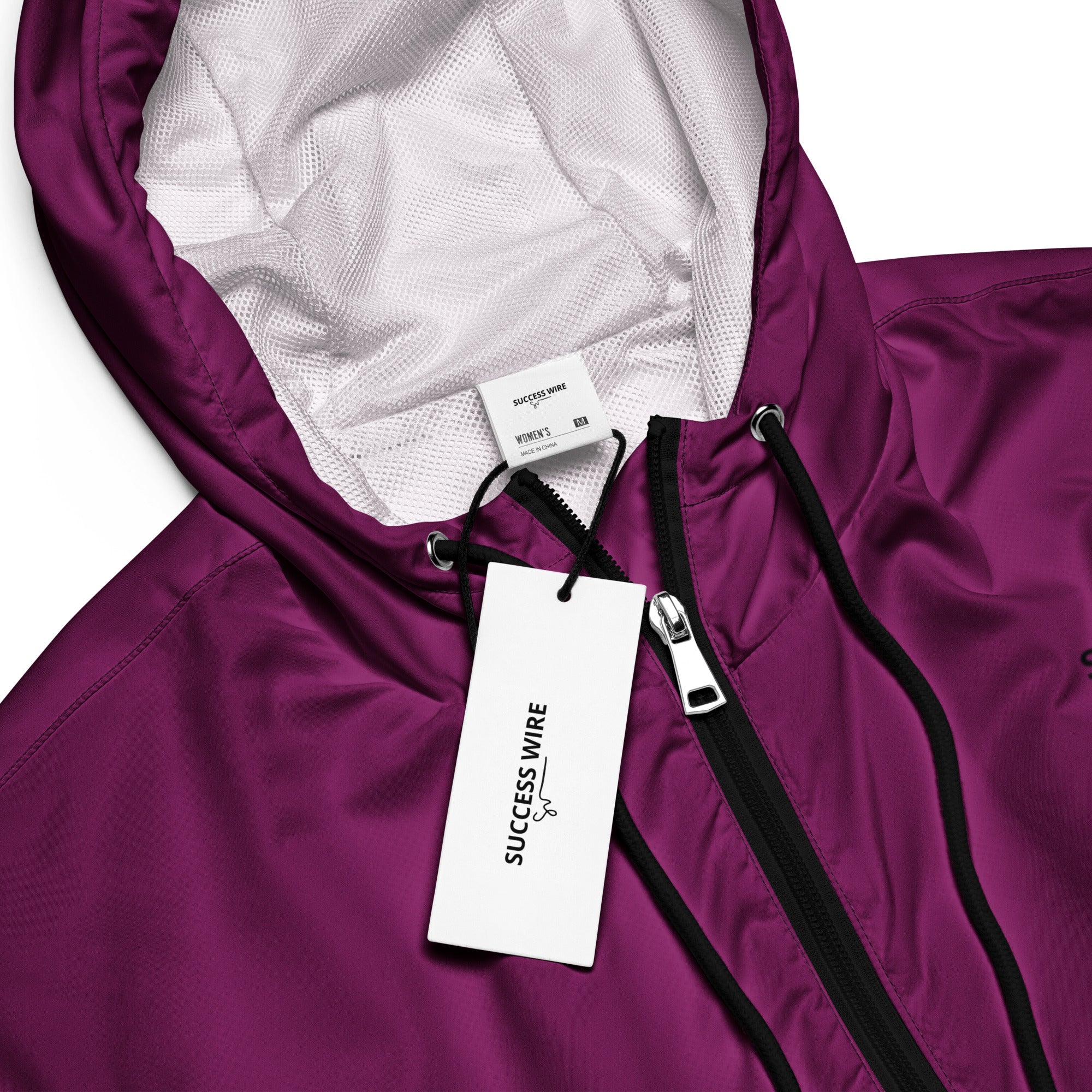 SUCCESS WIRE Eggplant Purple Boost Cropped Windbreaker for Women (Black Logo)