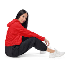 Load image into Gallery viewer, SUCCESS WIRE Extreme Red Cropped Windbreaker for Women (Black Logo)
