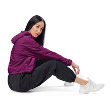 Load image into Gallery viewer, SUCCESS WIRE Eggplant Purple Boost Cropped Windbreaker for Women (Black Logo)
