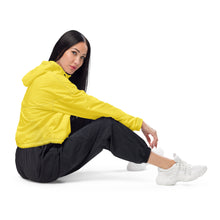 Load image into Gallery viewer, SUCCESS WIRE High Innovation Yellow Cropped Windbreaker for Women (Black Logo)
