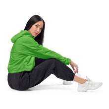 Load image into Gallery viewer, SUCCESS WIRE Progressive Green Cropped Windbreaker for Women (White Logo)
