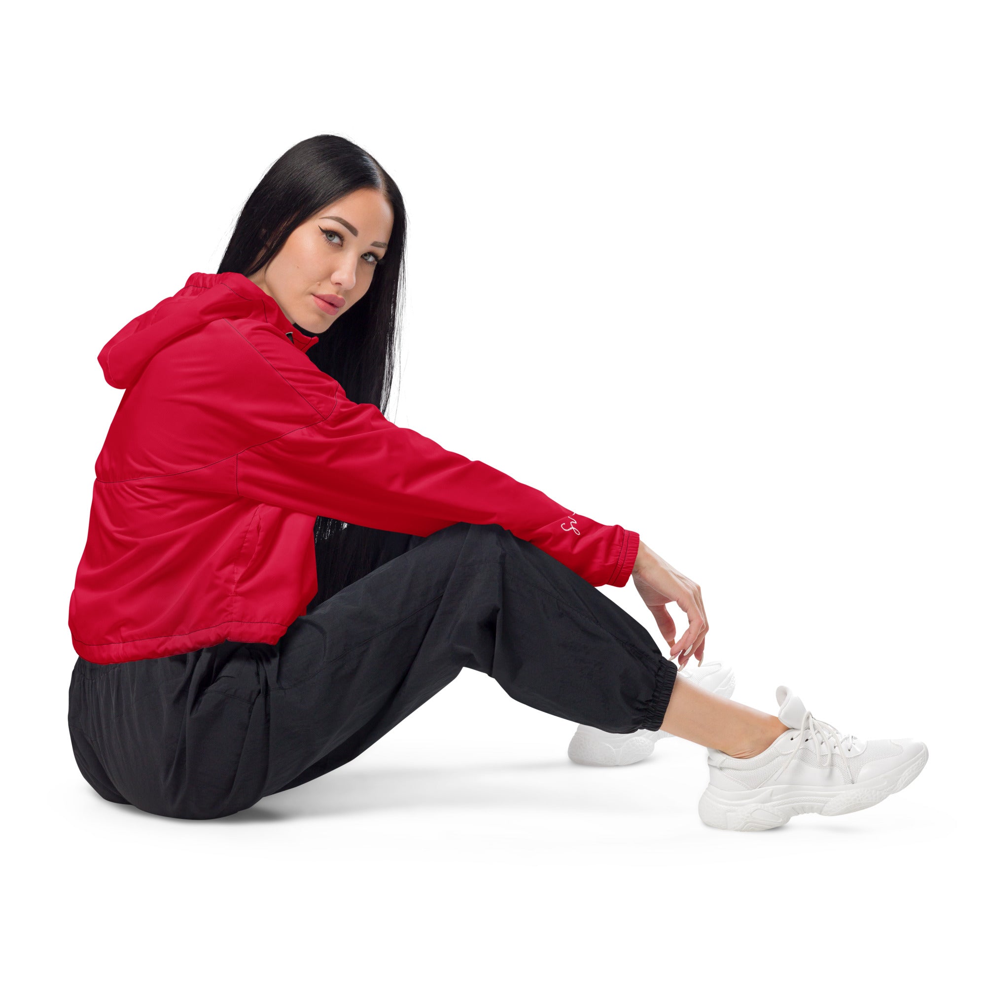 SUCCESS WIRE Crimson Red Cropped Windbreaker for Women