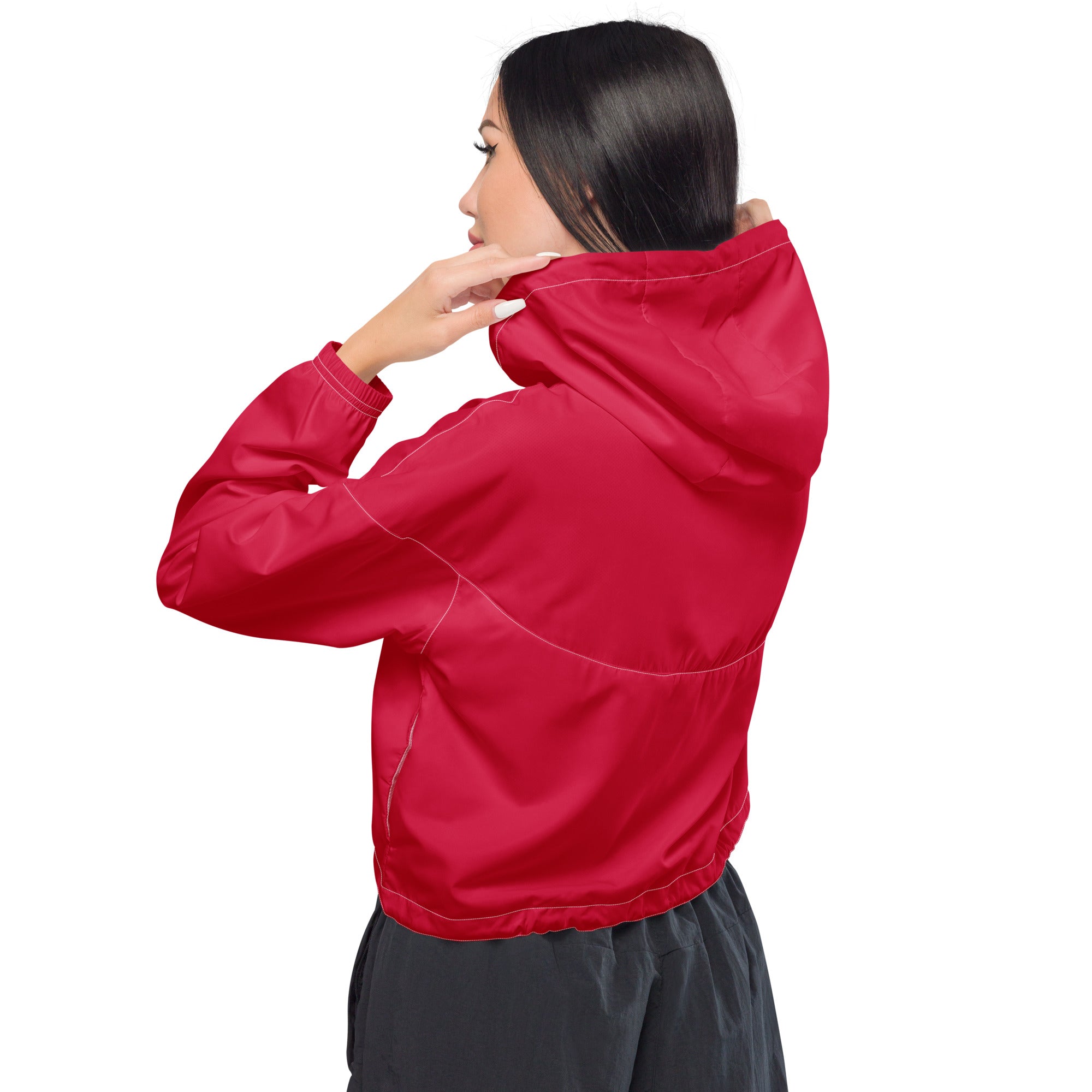 SUCCESS WIRE Crimson Red Cropped Windbreaker for Women