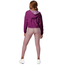 Load image into Gallery viewer, SUCCESS WIRE Eggplant Purple Boost Cropped Windbreaker for Women (White Logo)
