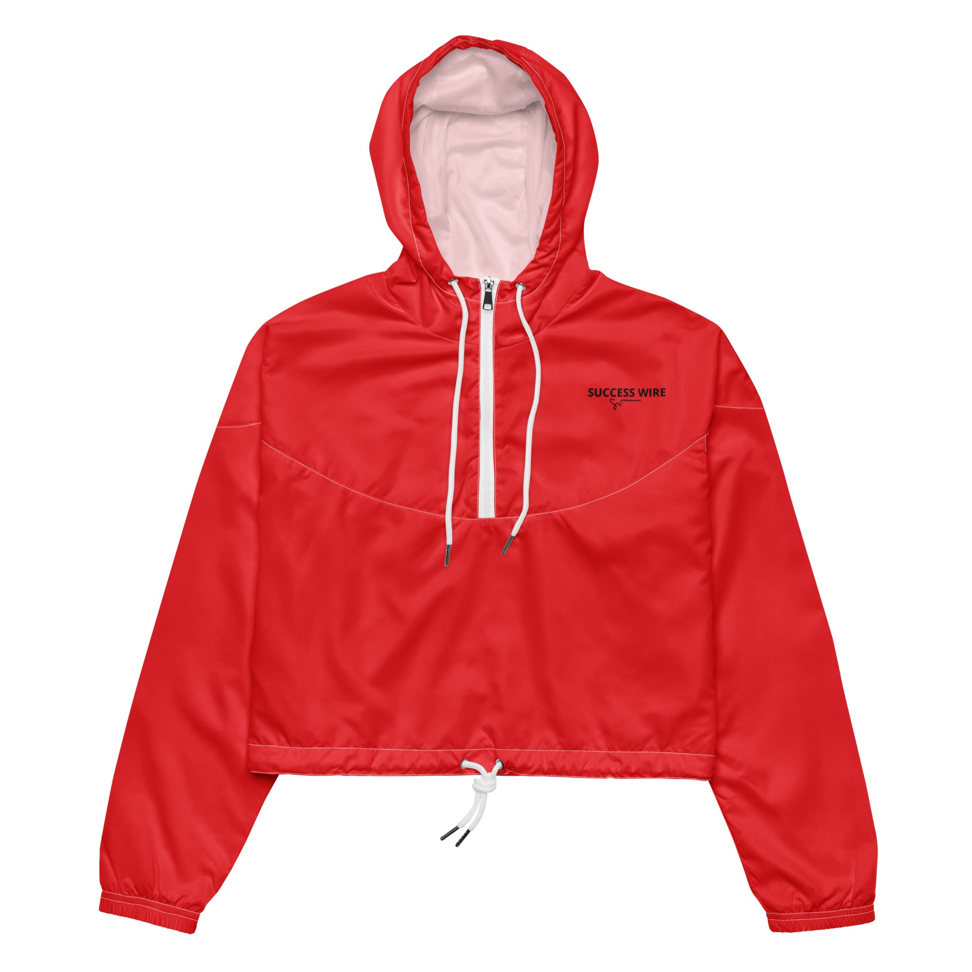 SUCCESS WIRE Extreme Red Cropped Windbreaker for Women (Black Logo)