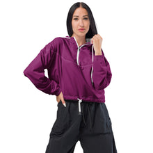 Load image into Gallery viewer, SUCCESS WIRE Eggplant Purple Boost Cropped Windbreaker for Women (Black Logo)
