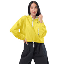 Load image into Gallery viewer, SUCCESS WIRE High Innovation Yellow Cropped Windbreaker for Women (Black Logo)
