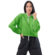 Load image into Gallery viewer, SUCCESS WIRE Progressive Green Cropped Windbreaker for Women (White Logo)
