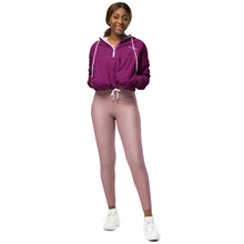 Load image into Gallery viewer, SUCCESS WIRE Eggplant Purple Boost Cropped Windbreaker for Women (White Logo)
