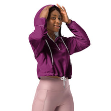 Load image into Gallery viewer, SUCCESS WIRE Eggplant Purple Boost Cropped Windbreaker for Women (White Logo)
