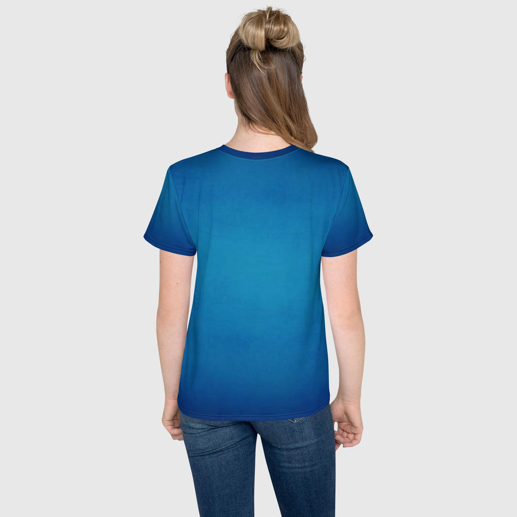 SUCCESS WIRE Unisex Blue Glow Crew Neck T-Shirt for Big Kids (8-20) w/White Logo