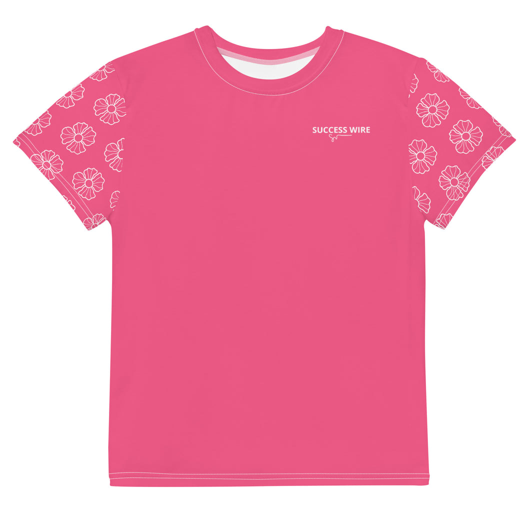 SUCCESS WIRE Blooming Petals Crew Neck T-Shirt for Big Girls (8-20) - Brink Pink