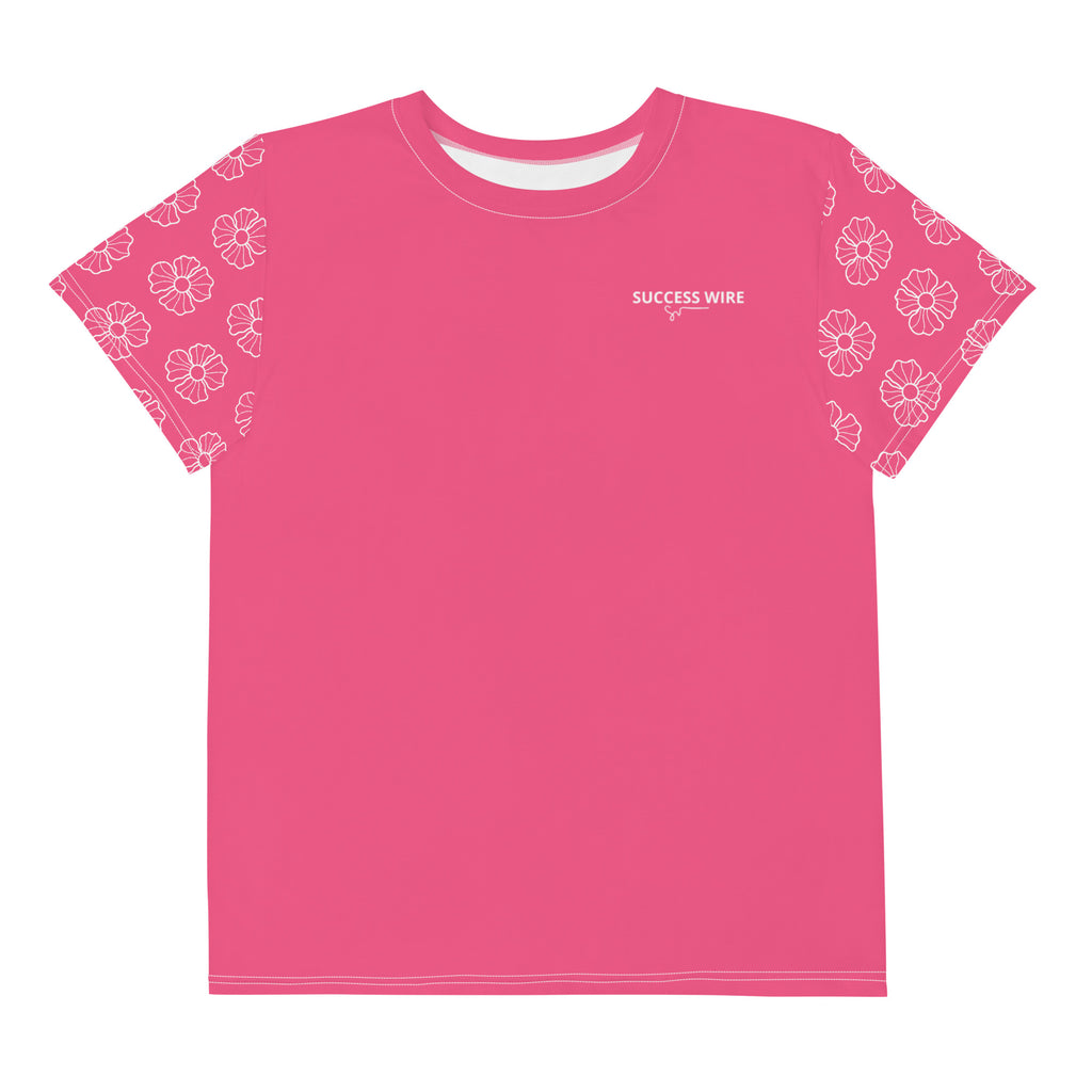 SUCCESS WIRE Blooming Petals Crew Neck T-Shirt for Big Girls (8-20) - Brink Pink