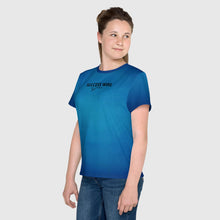 Load image into Gallery viewer, SUCCESS WIRE Unisex Blue Glow Crew Neck T-Shirt for Big Kids (8-20) w/Black Logo
