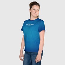 Load image into Gallery viewer, SUCCESS WIRE Unisex Blue Glow Crew Neck T-Shirt for Big Kids (8-20) w/White Logo
