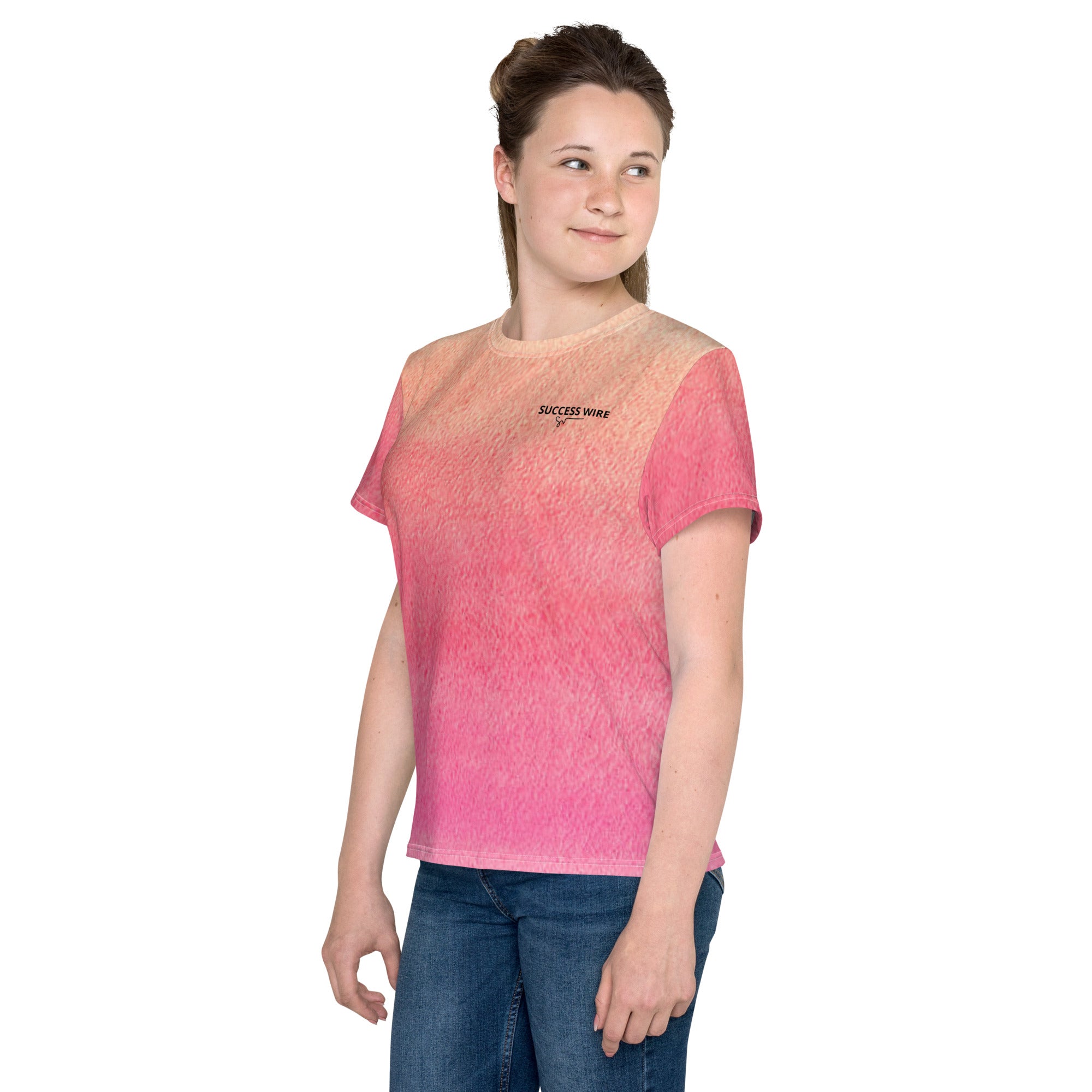 SUCCESS WIRE Watercolor Crew Neck T-Shirt for Big Girls (8-20)