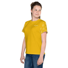 Load image into Gallery viewer, SUCCESS WIRE Blooming Petals Crew Neck T-Shirt for Big Girls (8-20) - Goldenrod
