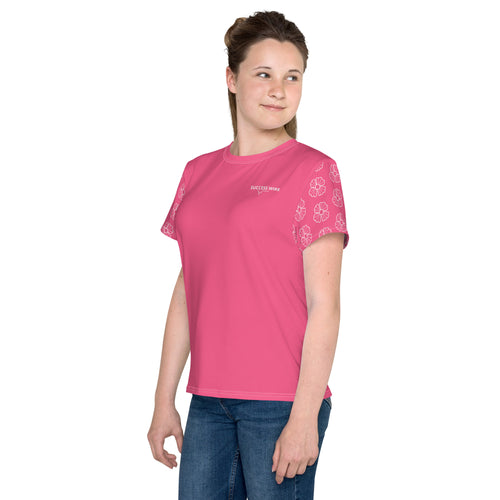 SUCCESS WIRE Blooming Petals Crew Neck T-Shirt for Big Girls (8-20) - Brink Pink