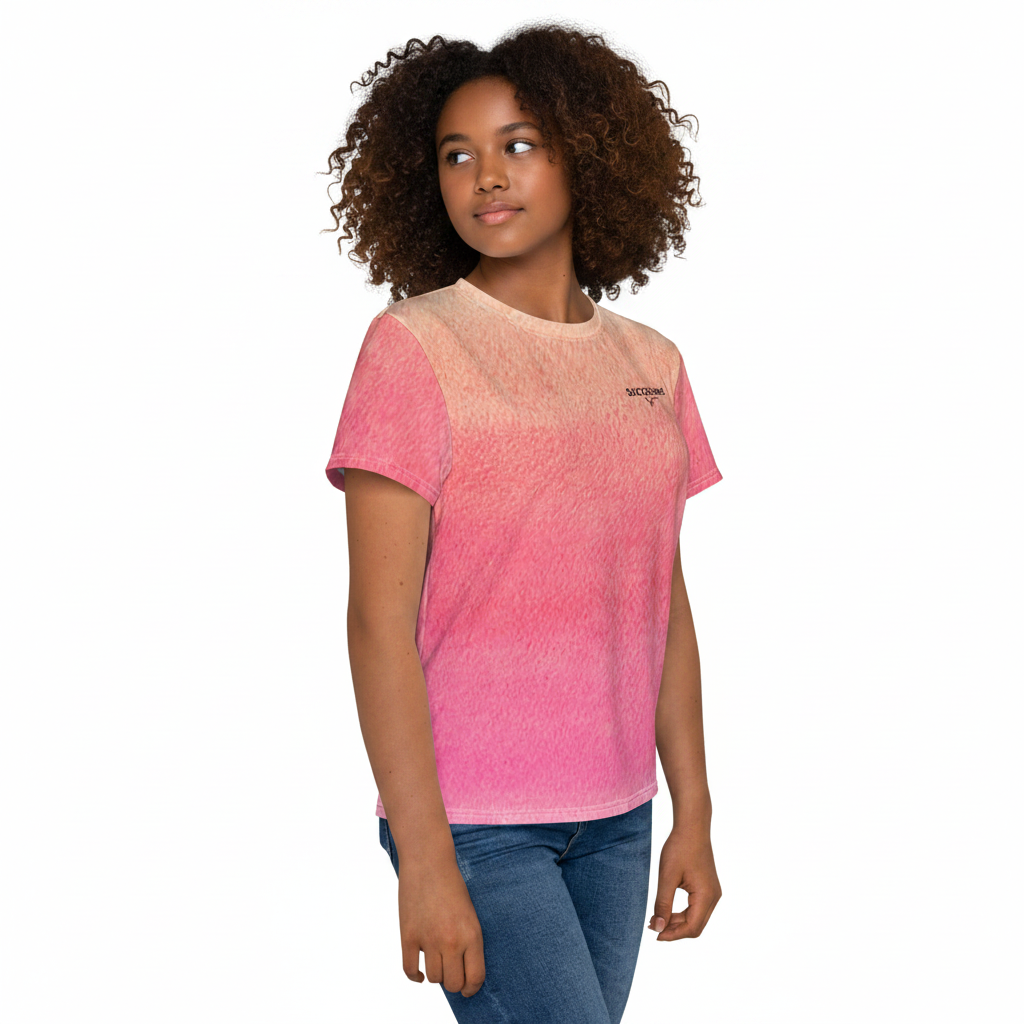 SUCCESS WIRE Watercolor Crew Neck T-Shirt for Big Girls (8-20)