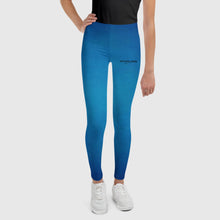 Load image into Gallery viewer, SUCCESS WIRE Blue Glow Leggings for Big Kids (8-20) w/Black Logo
