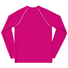 Load image into Gallery viewer, SUCCESS WIRE Medium Violet Red with White Logo Rash Guard for Big Girls (8-20)
