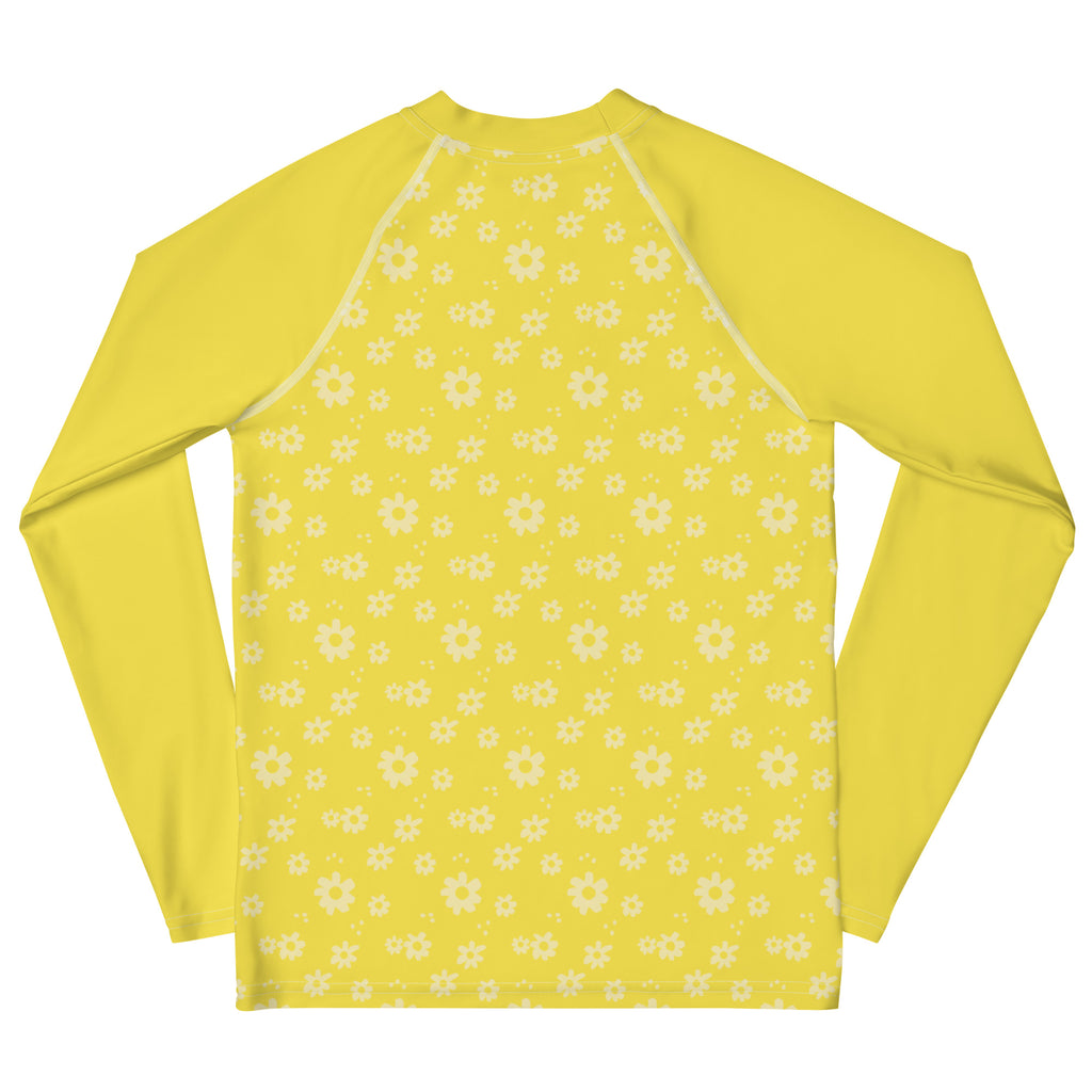 SUCCESS WIRE Power Flower Yellow Rash Guard for Big Girls (8-20)