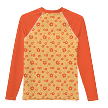 Load image into Gallery viewer, SUCCESS WIRE Power Flower Chardonnay Orange Rash Guard for Big Girls (8-20)
