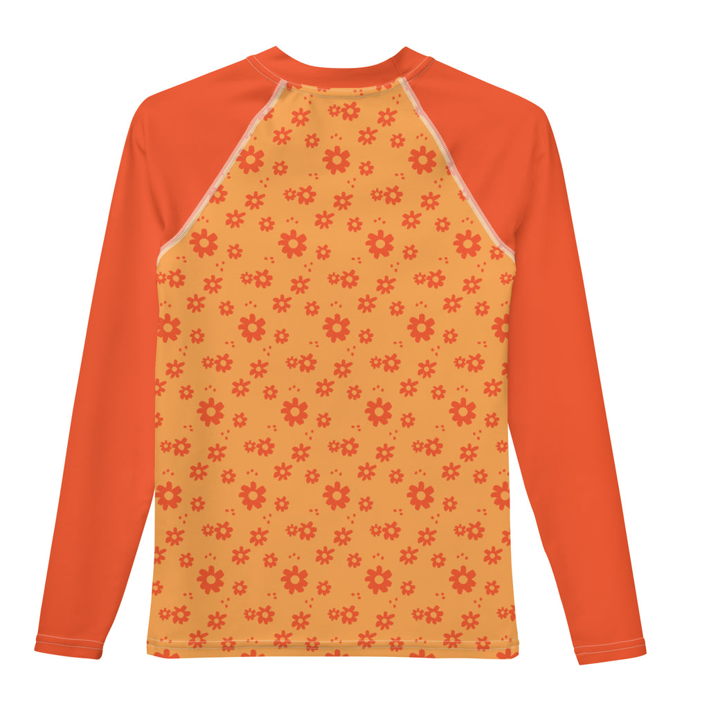 SUCCESS WIRE Power Flower Orange Rose Rash Guard for Big Girls (8-20)