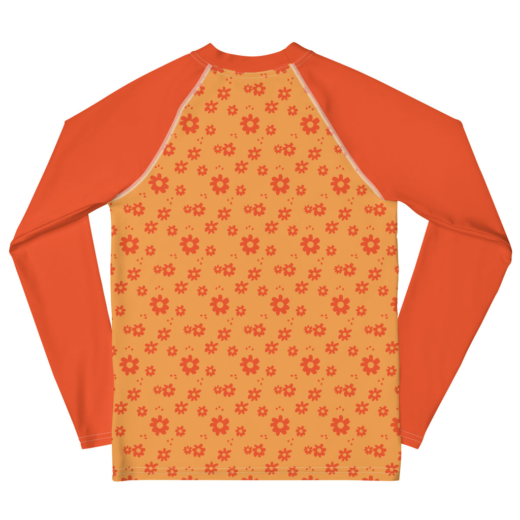 SUCCESS WIRE Power Flower Orange Rose Rash Guard for Big Girls (8-20)